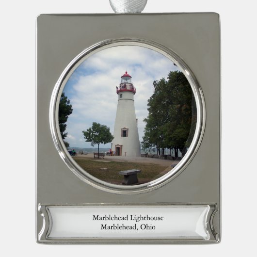 Marblehead Lighthouse metal ornament Verzilverd Banner Ornament (Voorkant)