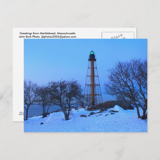 Marblehead Lighthouse Winter Briefkaart (Voorkant / Achterkant)