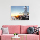Marblehead Lighthouse Winter Sunrise Canvas Afdruk (Insitu (Woonkamer))