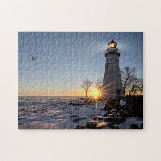 Marblehead Lighthouse Winter Sunrise Legpuzzel (Horizontaal)