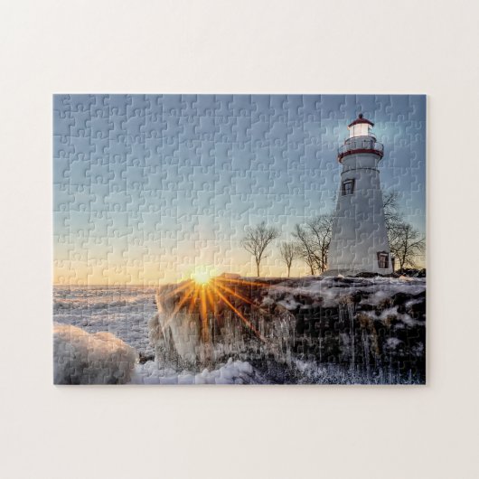 Marblehead Lighthouse Winter Sunrise Legpuzzel (Horizontaal)