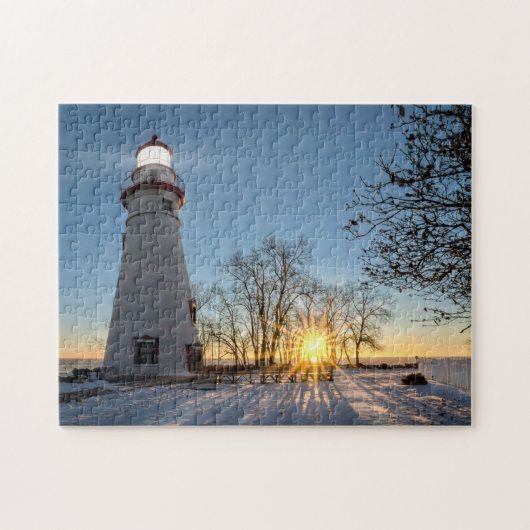 Marblehead Lighthouse Winter Sunrise Legpuzzel (Horizontaal)