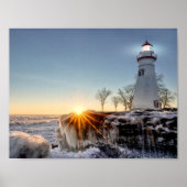 Marblehead Lighthouse Winter Sunrise Poster (Voorkant)