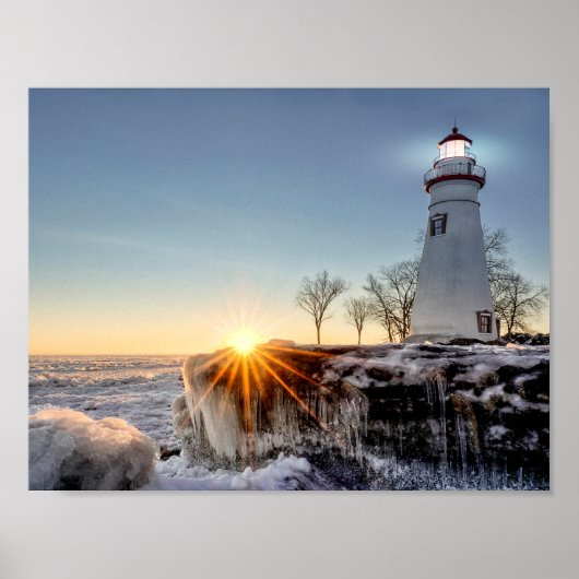 Marblehead Lighthouse Winter Sunrise Poster (Voorkant)