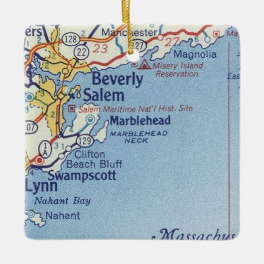 Marblehead MA Map Keramisch Ornament (Voorkant)