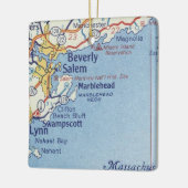 Marblehead MA Vintage Kaart Keramisch Ornament (Links)