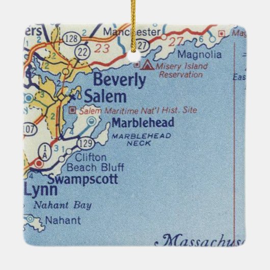 Marblehead MA Vintage Kaart Keramisch Ornament (Achterkant)