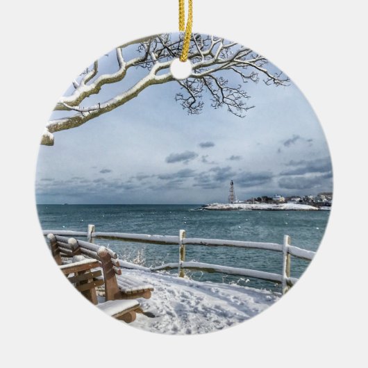Marblehead, Massachusetts. Haven, Vuurtoren, Keramisch Ornament (Voorkant)