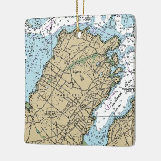 Marblehead Massachusetts Nautical Chart Keramisch Ornament (Links)