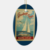Marblehead Sailboot Vintage Travel Massachusetts Keramisch Ornament (Rechts)