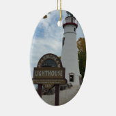 Marblehead Vuurtoren Foto op een Keramisch Ornament (Rechts)