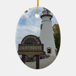 Marblehead Vuurtoren Foto op een Keramisch Ornament