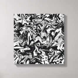Marbleized Black en White Modern Abstract kunstwer Canvas Afdruk
