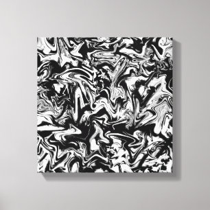 Marbleized Black en White Modern Abstract kunstwer Canvas Afdruk