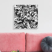 Marbleized Black en White Modern Abstract kunstwer Canvas Afdruk (Insitu (Woonkamer))