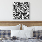 Marbleized Black en White Modern Abstract kunstwer Canvas Afdruk (Insitu (Slaapkamer))