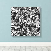 Marbleized Black en White Modern Abstract kunstwer Canvas Afdruk (Insitu (Houten vloer))