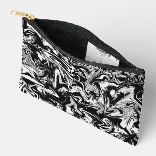 Marbleized Black en White Modern Abstract kunstwer Etui (Open)