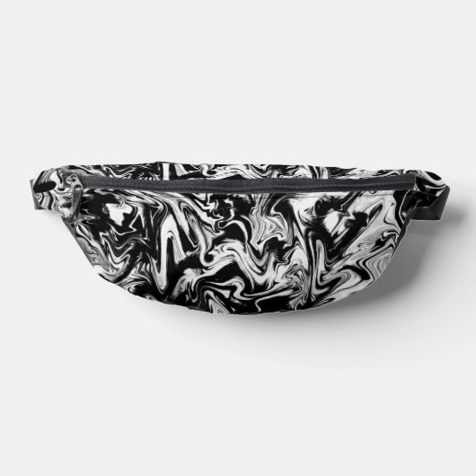 Marbleized Black en White Modern Abstract kunstwer Heuptasje (Liggend)