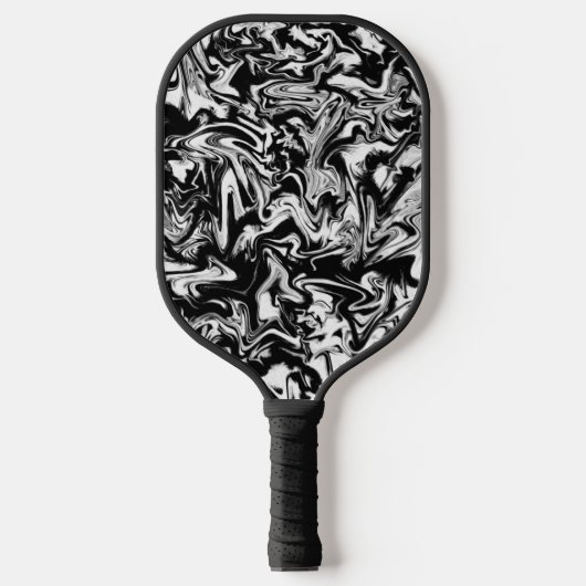 Marbleized Black en White Modern Abstract kunstwer Pickleball Paddle (Voorkant)