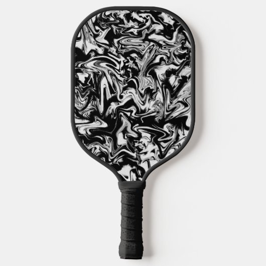 Marbleized Black en White Modern Abstract kunstwer Pickleball Paddle (Achterkant)