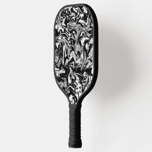 Marbleized Black en White Modern Abstract kunstwer Pickleball Paddle (Links)
