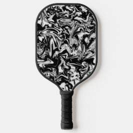 Marbleized Black en White Modern Abstract kunstwer Pickleball Paddle