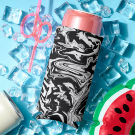 Marbleized Black en White Modern Abstract kunstwer Seltzer Blikjeskoeler