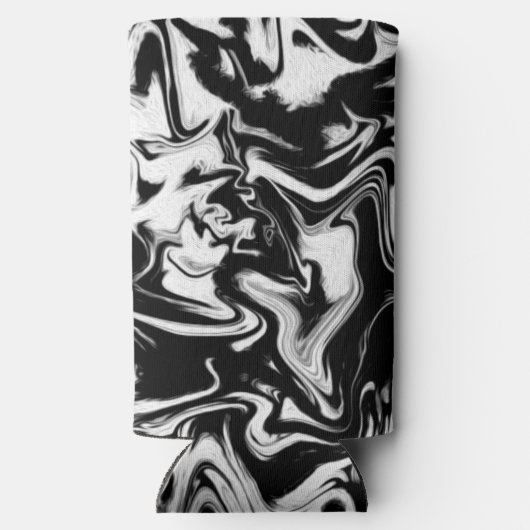 Marbleized Black en White Modern Abstract kunstwer Seltzer Blikjeskoeler (Achterkant)