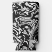 Marbleized Black en White Modern Abstract kunstwer Seltzer Blikjeskoeler (Voorkant)