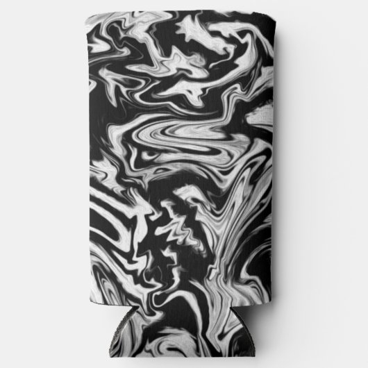 Marbleized Black en White Modern Abstract kunstwer Seltzer Blikjeskoeler (Voorkant)