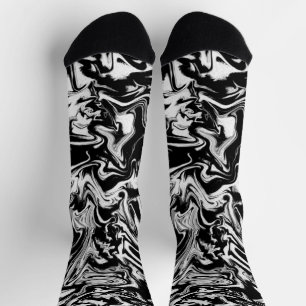 Marbleized Black en White Modern Abstract kunstwer Sokken