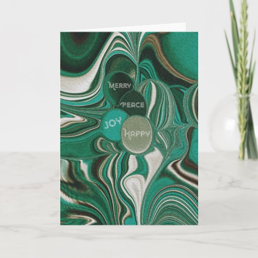 Marbleized Green Teal Folded Holiday Card Feestdagen Kaart (Voorkant)