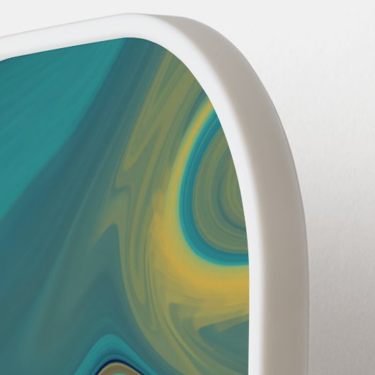 Marbleized Navy Groen Goud Pickleball Paddle (Links Detail)