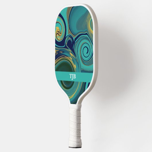 Marbleized Navy Groen Goud Pickleball Paddle (Links)
