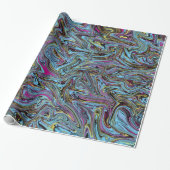 Marbleized Swirls van Zwart Geel Roze Blauw Gift Cadeaupapier (Uitgerold)