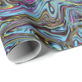 Marbleized Swirls van Zwart Geel Roze Blauw Gift Cadeaupapier (Rol Hoek)