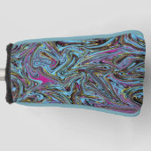 Marbleized Swirls Zwart Geel Roze Blauw Kleurrijk Golfheadcover (Voorkant)