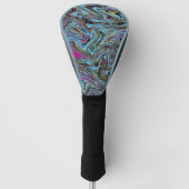 Marbleized Swirls Zwart Geel Roze Blauw Kleurrijk Golfheadcover (Voorkant)