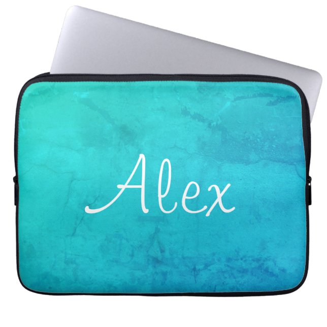 Marbleous Alluring Aqua Laptop Sleeve (Voorkant)