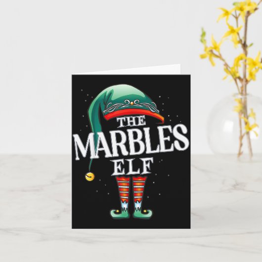 Marbles Elf Christmas Group Xmas Pajama Party  Kaart (Gele Bloem)