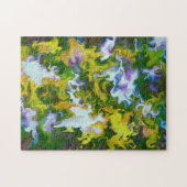 Marbling Art April groen wit geel - moeilijk Legpuzzel (Horizontaal)