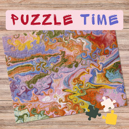 Marbling Art Colorful Flow oranje violet Legpuzzel