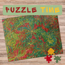 Marbling Art December groen rood goud - moeilijk Legpuzzel