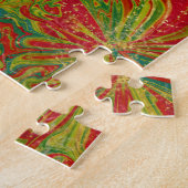 Marbling Art December groen rood goud - moeilijk Legpuzzel (Zijkant)