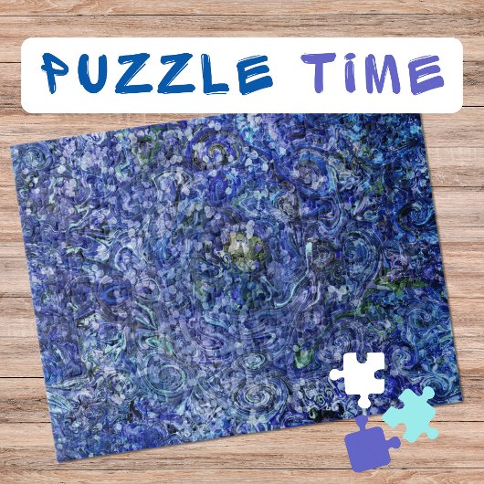 Marbling Art Februari diep blauw roos - moeilijk Legpuzzel