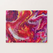 Marbling Art juli warm rood wit creme - moeilijk Legpuzzel (Horizontaal)