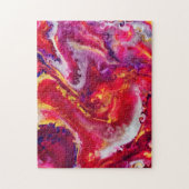 Marbling Art juli warm rood wit creme - moeilijk Legpuzzel (Verticaal)