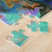 Marbling Art March oranje turquoise roze - Legpuzzel (Zijkant)