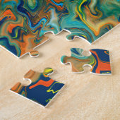 Marbling Art November geel blauwgroen - moeilijk Legpuzzel (Zijkant)